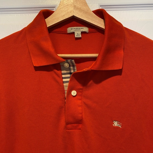 BURBERRY ORANGE EMBROIDERED LOGO POLO SHIRT Size L Classic Fit. - Picture 2 of 6